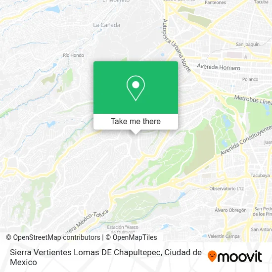 Sierra Vertientes  Lomas DE Chapultepec map