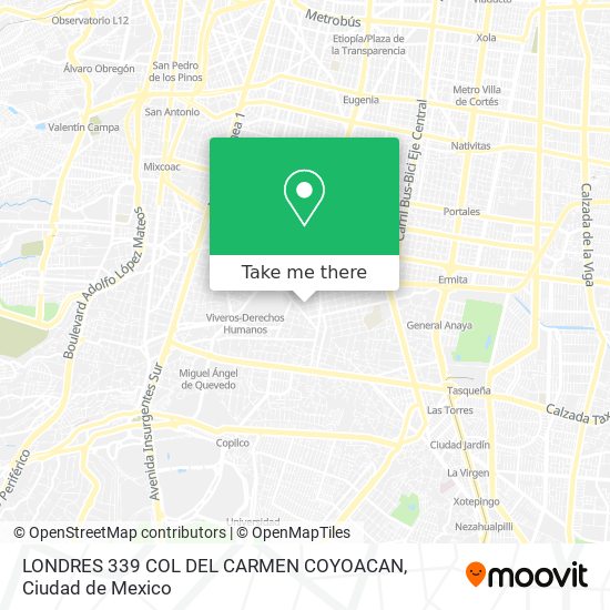 Mapa de LONDRES 339 COL  DEL CARMEN COYOACAN