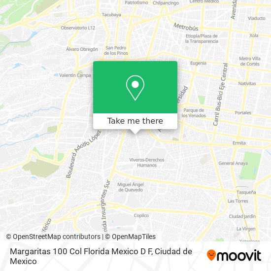 Margaritas 100 Col  Florida Mexico D F map