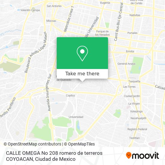 CALLE OMEGA No 208  romero de terreros  COYOACAN map