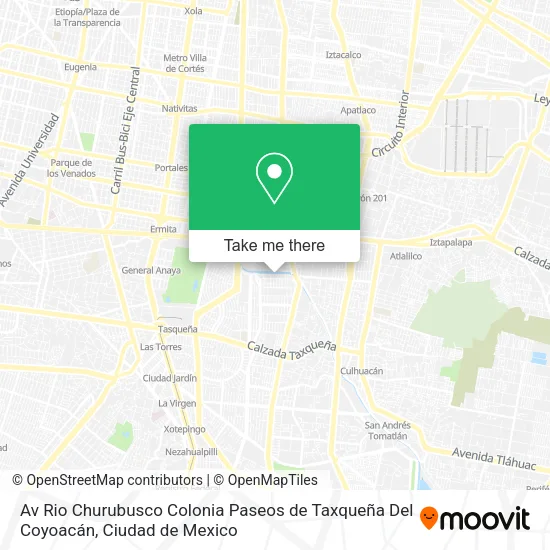 Av  Rio Churubusco  Colonia  Paseos de Taxqueña Del  Coyoacán map