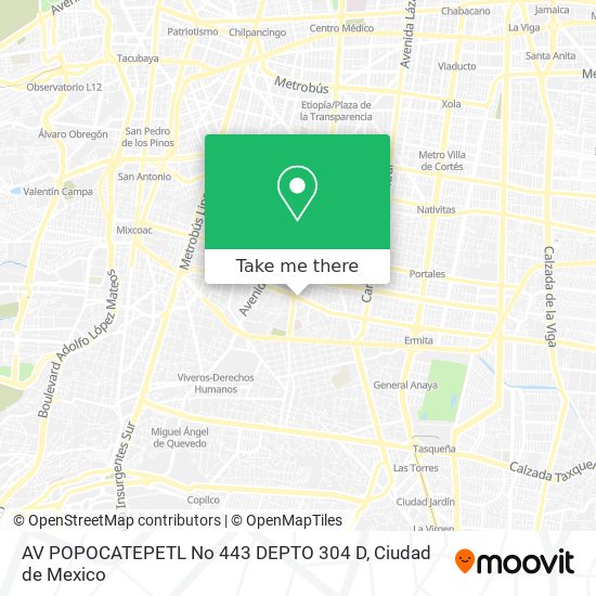 AV  POPOCATEPETL No 443 DEPTO  304 D map
