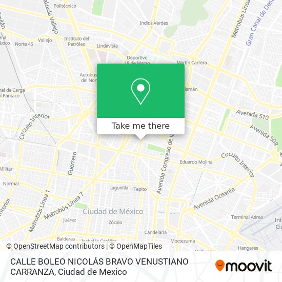 Mapa de CALLE BOLEO  NICOLÁS BRAVO  VENUSTIANO CARRANZA