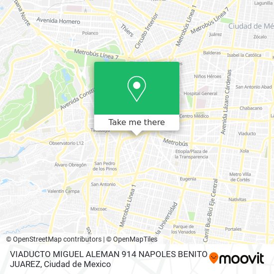 VIADUCTO MIGUEL ALEMAN 914  NAPOLES  BENITO JUAREZ map