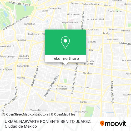 UXMAL  NARVARTE PONIENTE  BENITO JUAREZ map