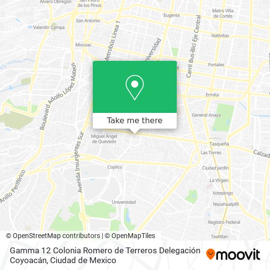 Mapa de Gamma 12  Colonia Romero de Terreros  Delegación Coyoacán