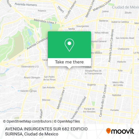 AVENIDA INSURGENTES SUR 682 EDIFICIO SURINSA map