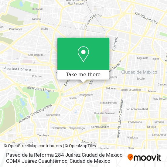 Paseo de la Reforma 284  Juárez  Ciudad de México  CDMX  Juárez  Cuauhtémoc map