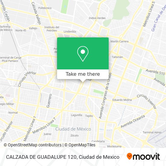 Mapa de CALZADA DE GUADALUPE 120