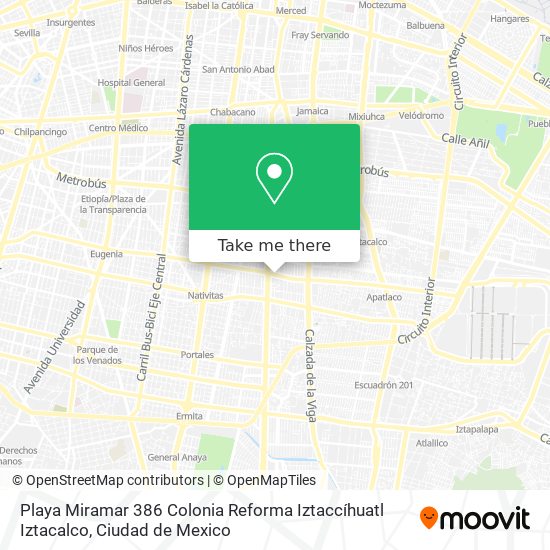 Playa Miramar 386  Colonia Reforma Iztaccíhuatl Iztacalco map