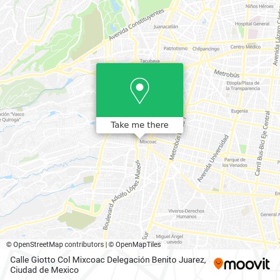 Mapa de Calle Giotto  Col  Mixcoac  Delegación Benito Juarez