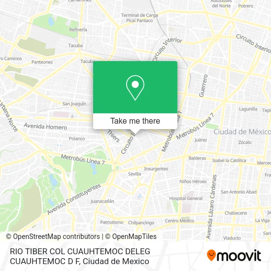 Mapa de RIO TIBER  COL  CUAUHTEMOC  DELEG  CUAUHTEMOC  D F