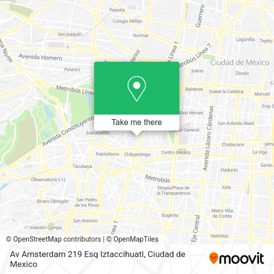Mapa de Av  Amsterdam 219 Esq  Iztaccihuatl