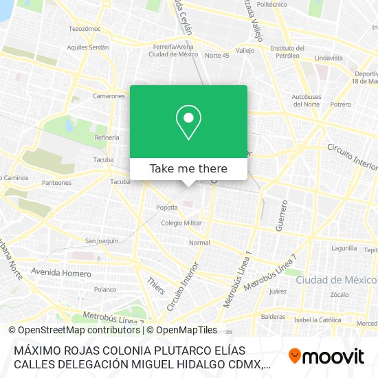 MÁXIMO ROJAS  COLONIA PLUTARCO ELÍAS CALLES   DELEGACIÓN MIGUEL HIDALGO  CDMX map