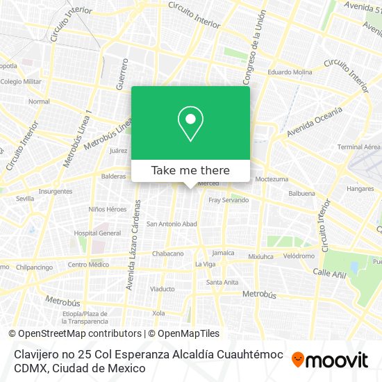 Mapa de Clavijero no  25  Col  Esperanza  Alcaldía Cuauhtémoc  CDMX