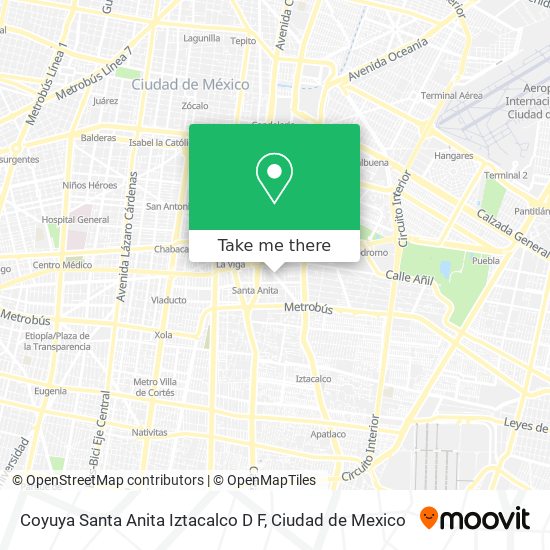 Coyuya  Santa Anita  Iztacalco  D F map