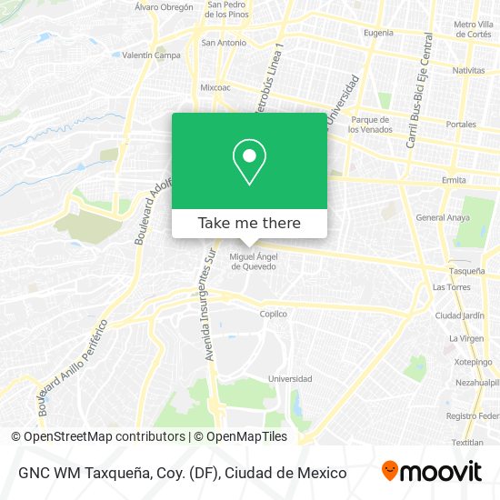 Mapa de GNC WM Taxqueña, Coy. (DF)