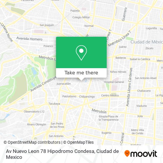 Av  Nuevo Leon 78 Hipodromo Condesa map