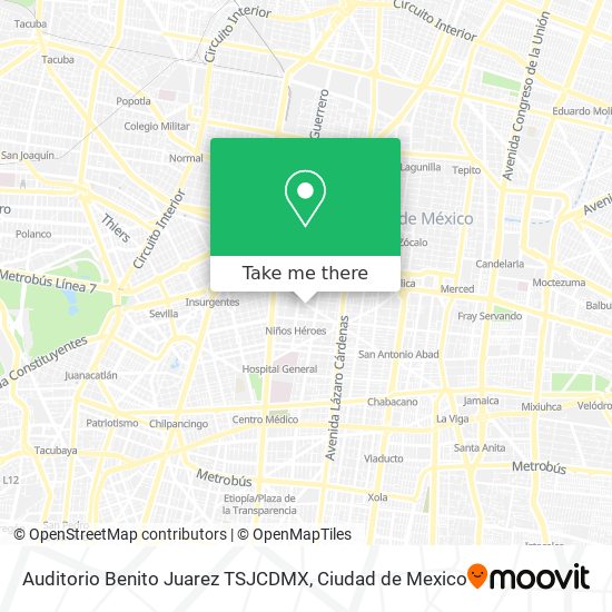 Mapa de Auditorio Benito Juarez TSJCDMX