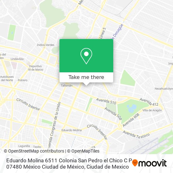 Mapa de Eduardo Molina 6511  Colonia San Pedro el Chico  C P  07480  México  Ciudad de México