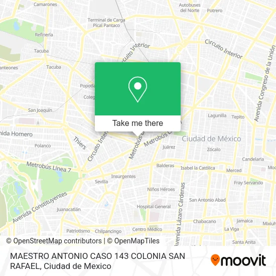 MAESTRO ANTONIO CASO 143 COLONIA SAN RAFAEL map
