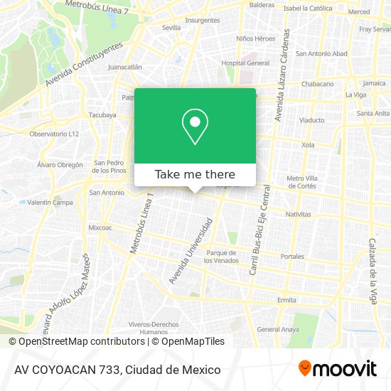 Mapa de AV  COYOACAN 733