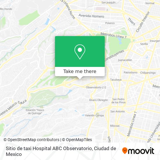 Sitio de taxi Hospital ABC Observatorio map