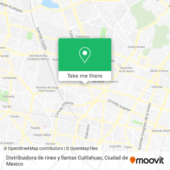 Distribuidora de rines y llantas Cuitlahuac map