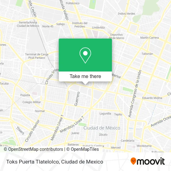 Toks Puerta Tlatelolco map
