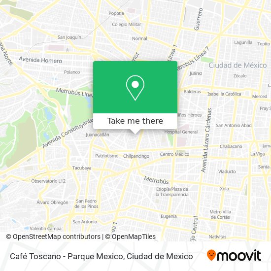 Mapa de Café Toscano - Parque Mexico