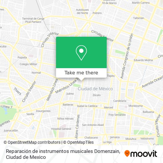 Mapa de Reparación de instrumentos musicales Domenzain