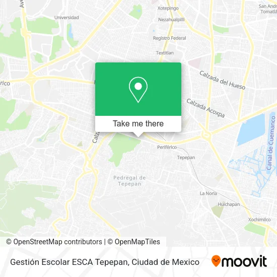 Gestión Escolar ESCA Tepepan map