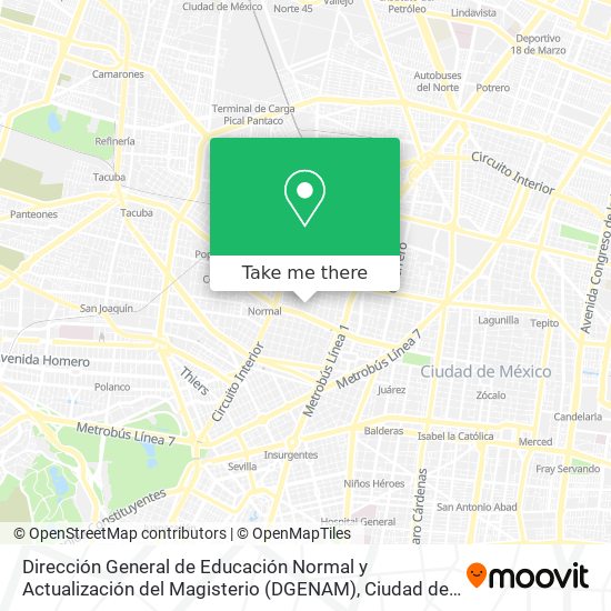 Dirección General de Educación Normal y Actualización del Magisterio (DGENAM) map