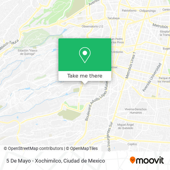 5 De Mayo - Xochimilco map