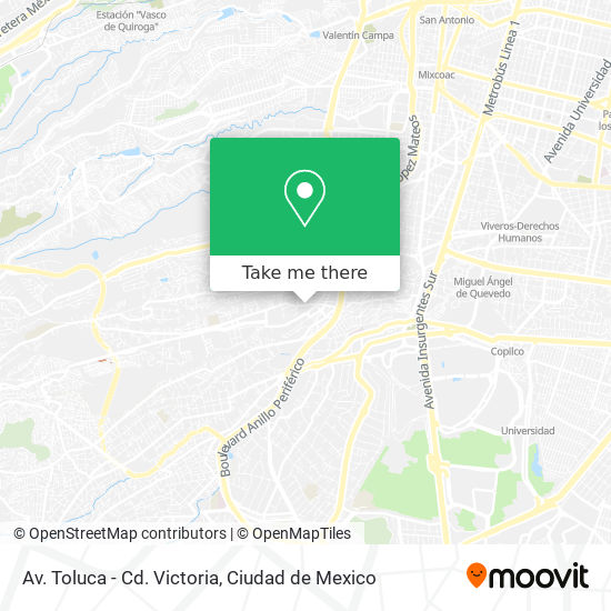 Av. Toluca - Cd. Victoria map