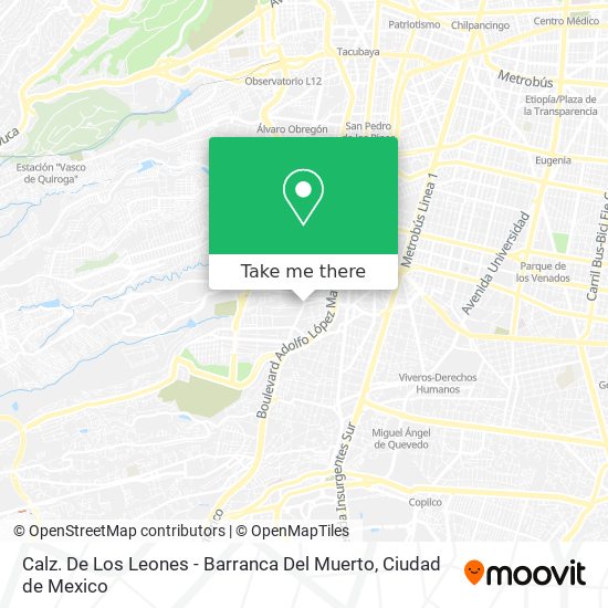 Mapa de Calz. De Los Leones - Barranca Del Muerto