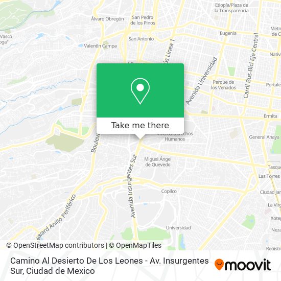 Mapa de Camino Al Desierto De Los Leones - Av. Insurgentes Sur