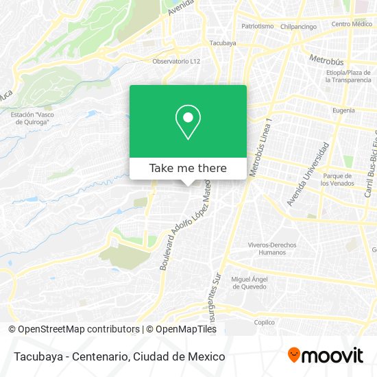 Tacubaya - Centenario map