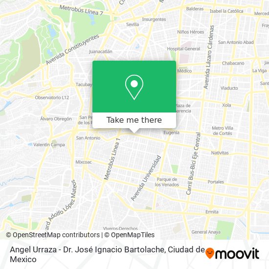 Angel Urraza - Dr. José Ignacio Bartolache map