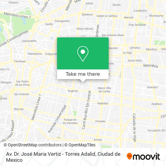 Mapa de Av. Dr. José Maria Vertiz - Torres Adalid