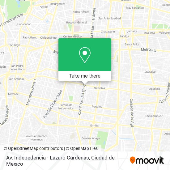 Av. Indepedencia - Lázaro Cárdenas map