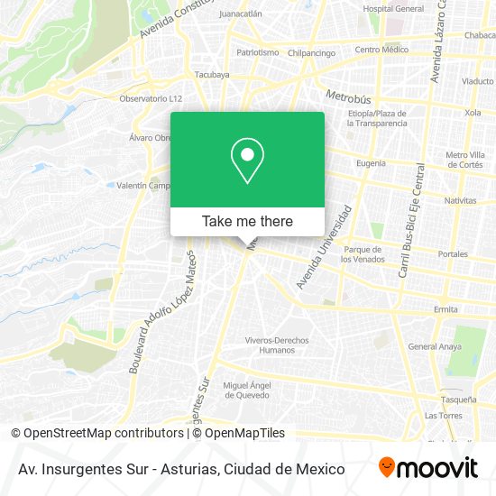 Av. Insurgentes Sur - Asturias map