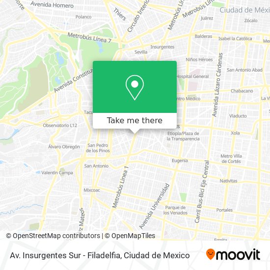 Av. Insurgentes Sur - Filadelfia map