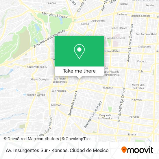 Av. Insurgentes Sur - Kansas map