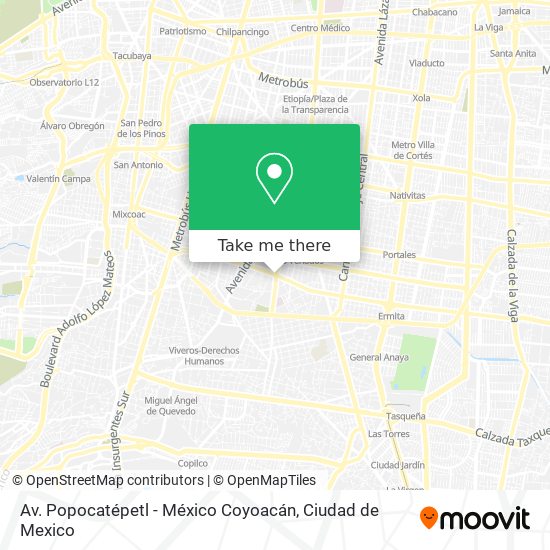 Av. Popocatépetl - México Coyoacán map