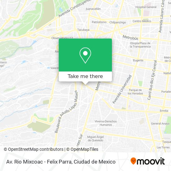 Av. Rio Mixcoac - Felix Parra map