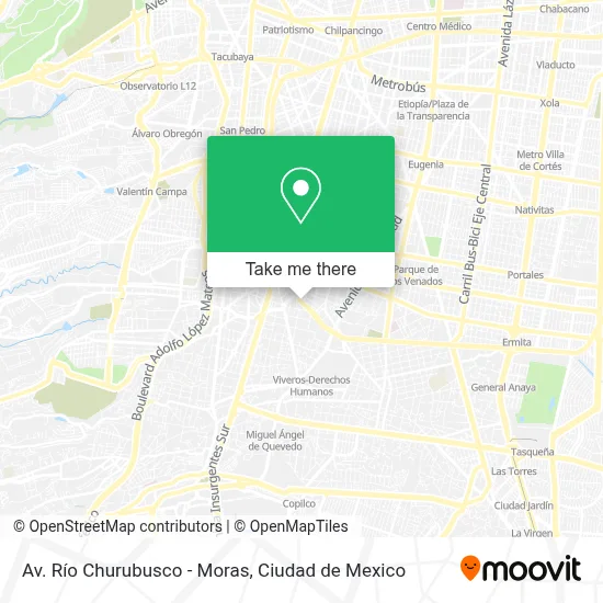 Av. Río Churubusco - Moras map
