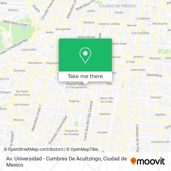Av. Universidad - Cumbres De Acultzingo map
