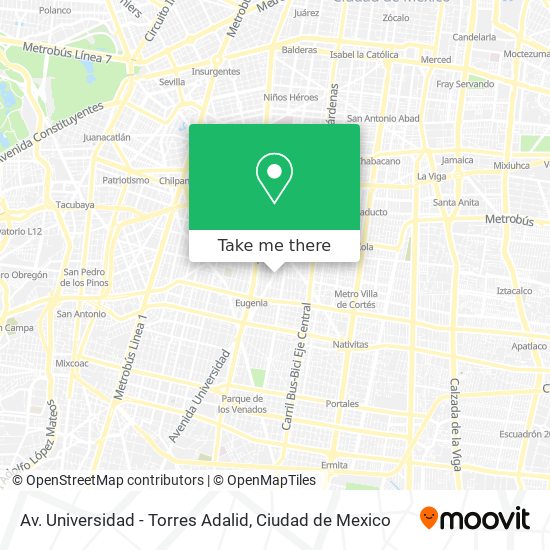 Av. Universidad - Torres Adalid map
