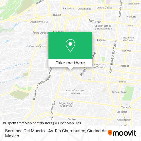 Mapa de Barranca Del Muerto - Av. Río Churubusco